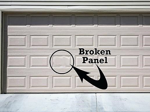 Garage door section replacement. Garage door broken panel.