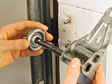 Commercial rolling garage door on a business unit
